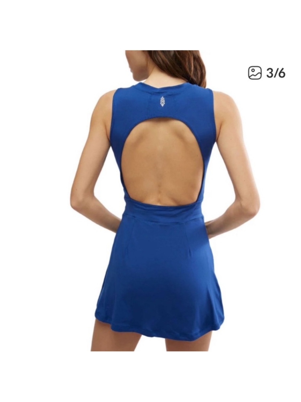 Free People Movement Easy Does It Dress Cobalt Blue cutout active spring revolve - Picture 3 of 15